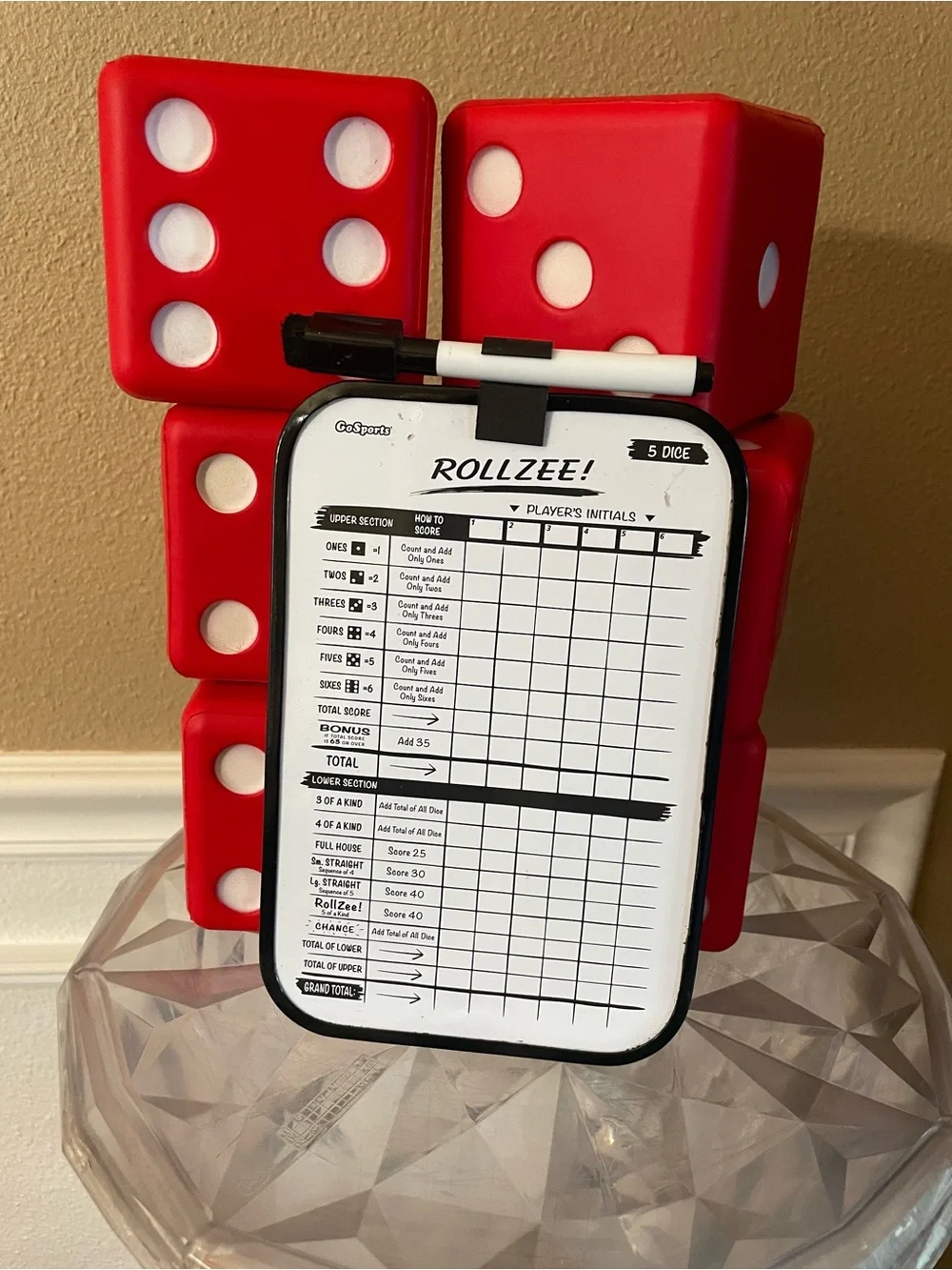 Go To Sports Huge Dice set of 6 Dice Red and White!